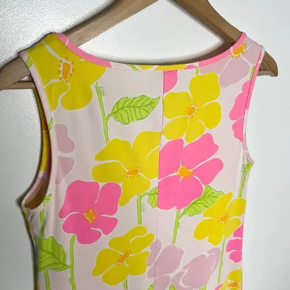 Vintage Lilly Pulitzer Shift Dress Womens Medium Pink Yellow Floral Pockets - Picture 7 of 11